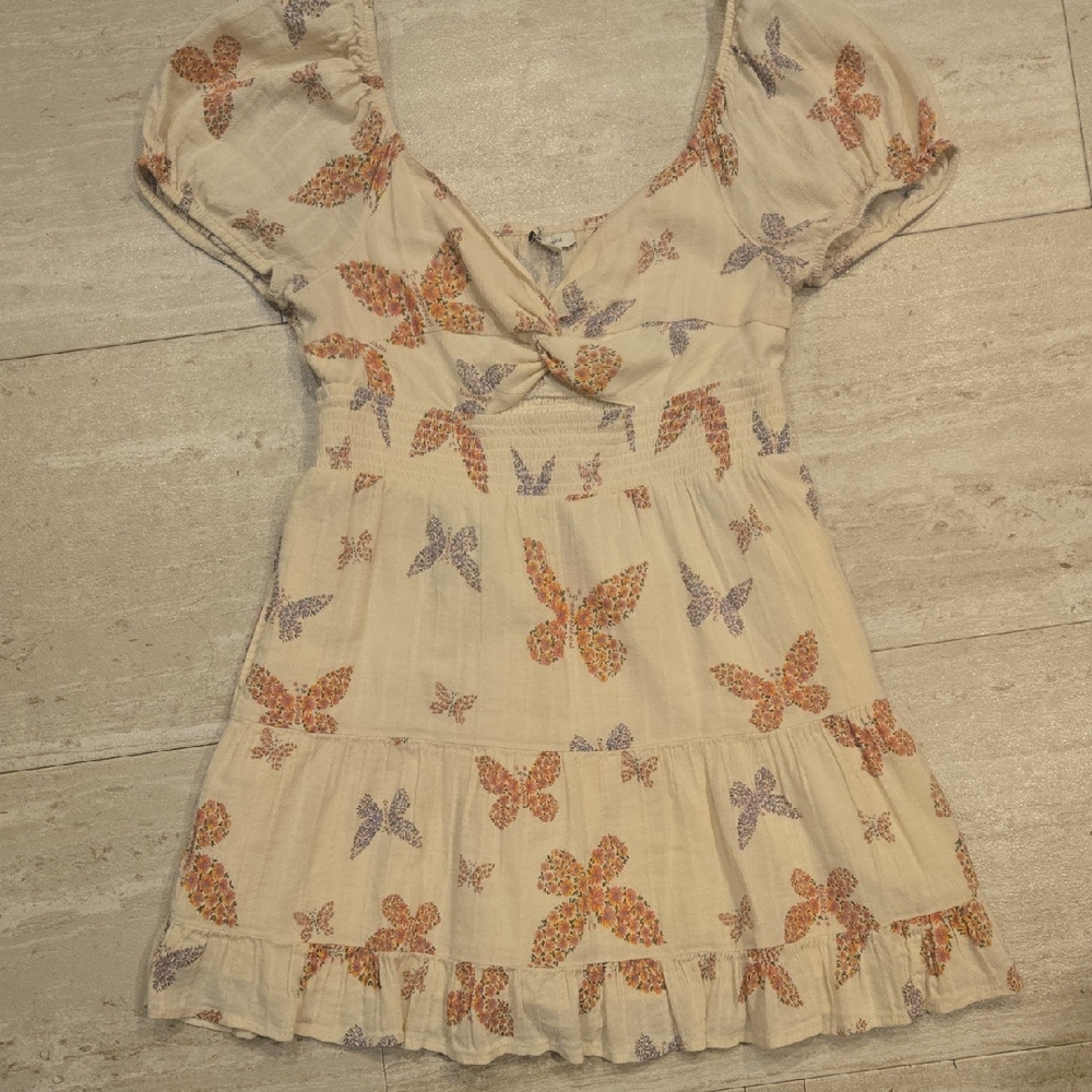 American Eagle Creamy Tan Butterfly Dress